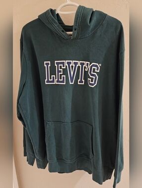Levi's Hoodie Mens Green Pullover Graphic Sweatshirt Adult Size XXL